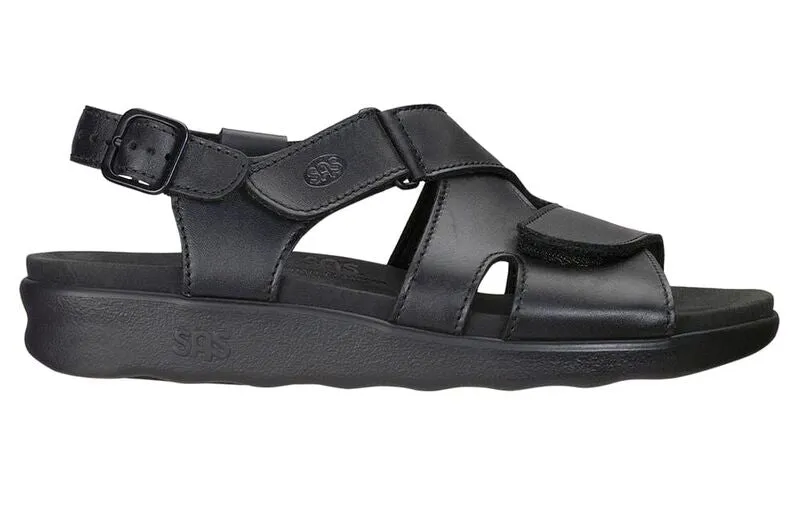 SAS Women's Black Huggy Cross Strap Sandal-HUGGY013-Made in USA-Brandy's Shoes