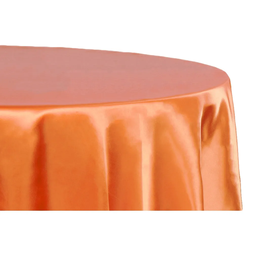 Satin 120" Round Tablecloth - Burnt Orange