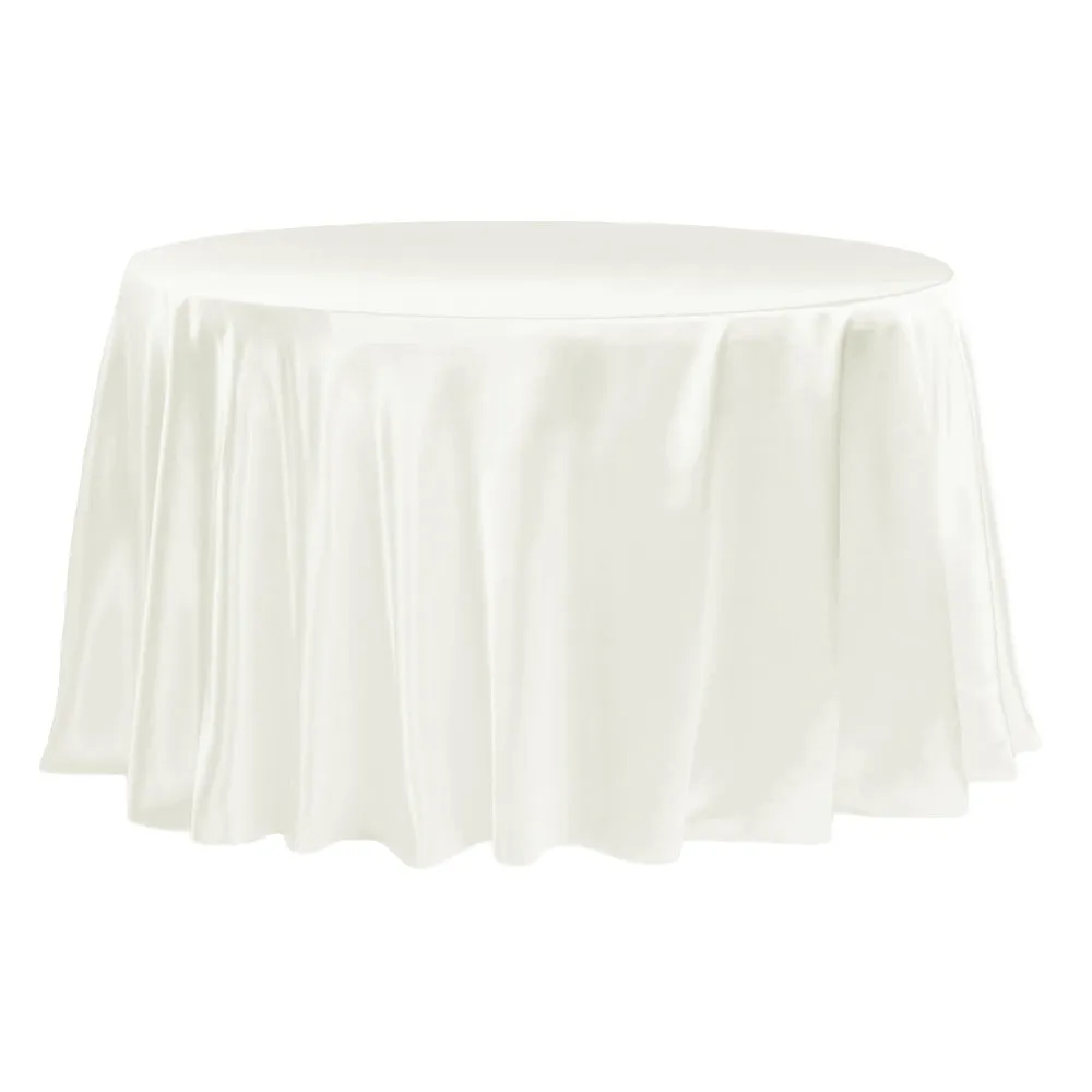 Satin 132" Round Tablecloth - Ivory