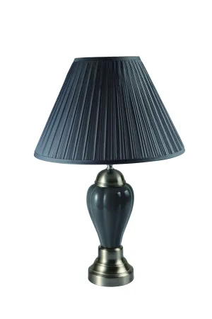 Satin Nickel - Porcelain Lamp - Gray