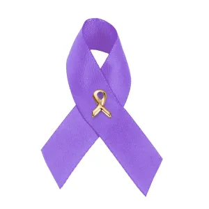 Satin Purple Ribbon Awareness Pins