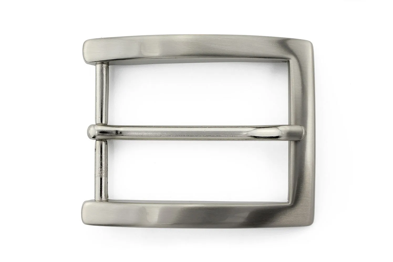 Satin silver classic prong buckle 35mm