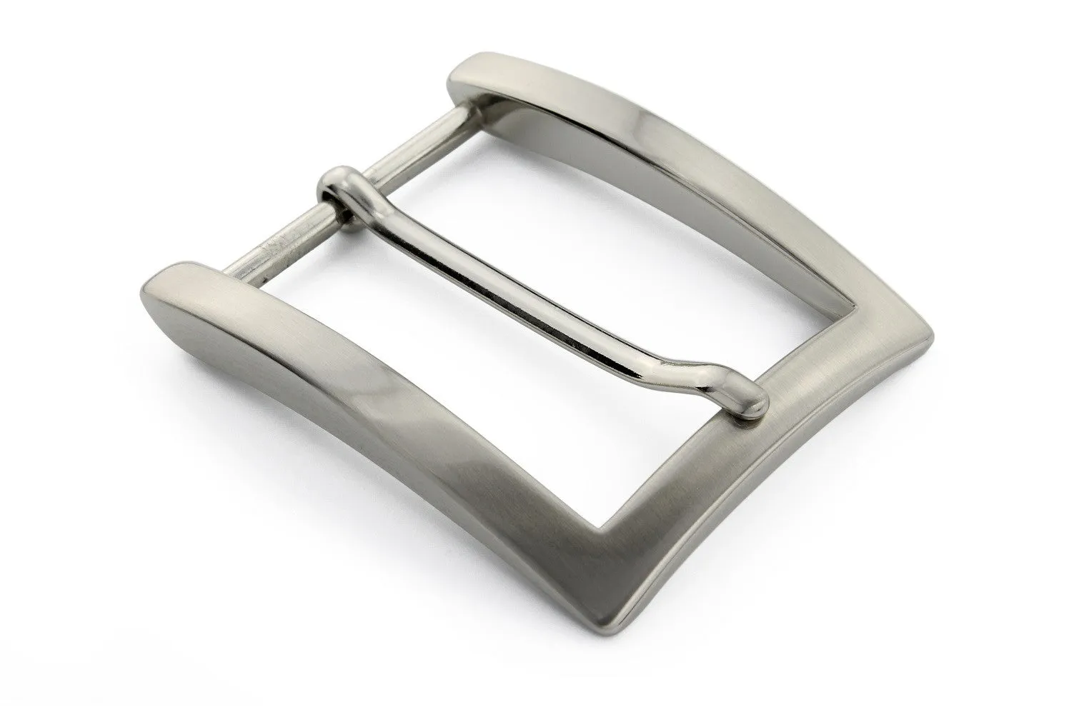 Satin silver classic prong buckle 35mm