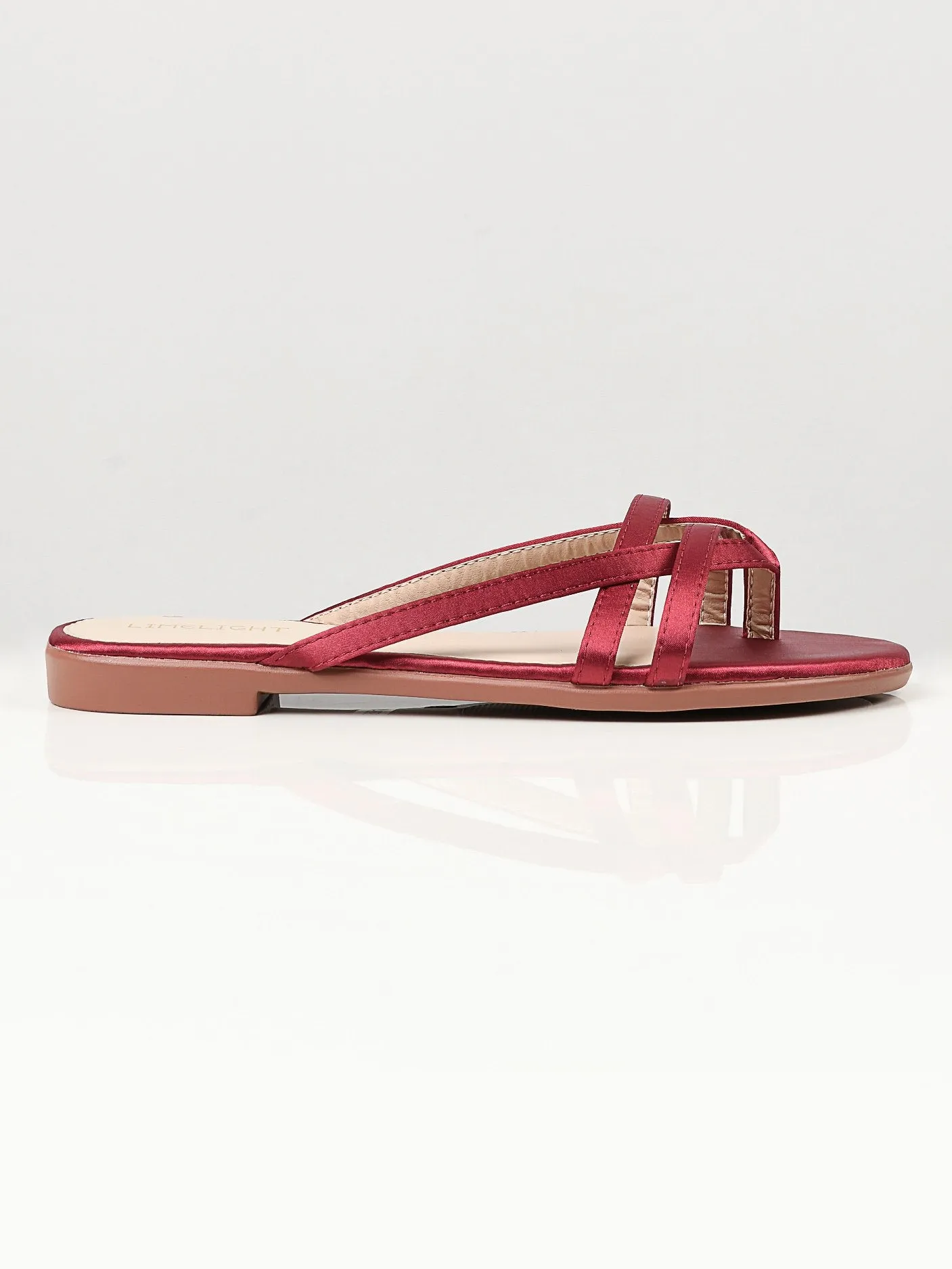 Satin Strap Flats - Maroon