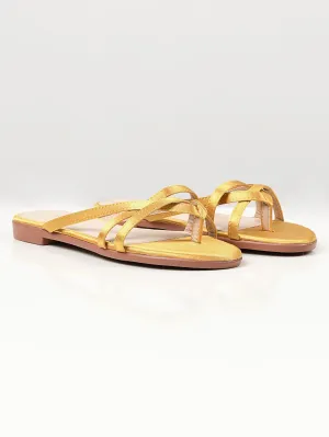 Satin Strap Flats - Yellow