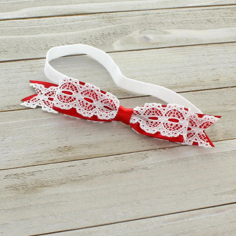 Satin/Lace Bow Newborn Baby Headband