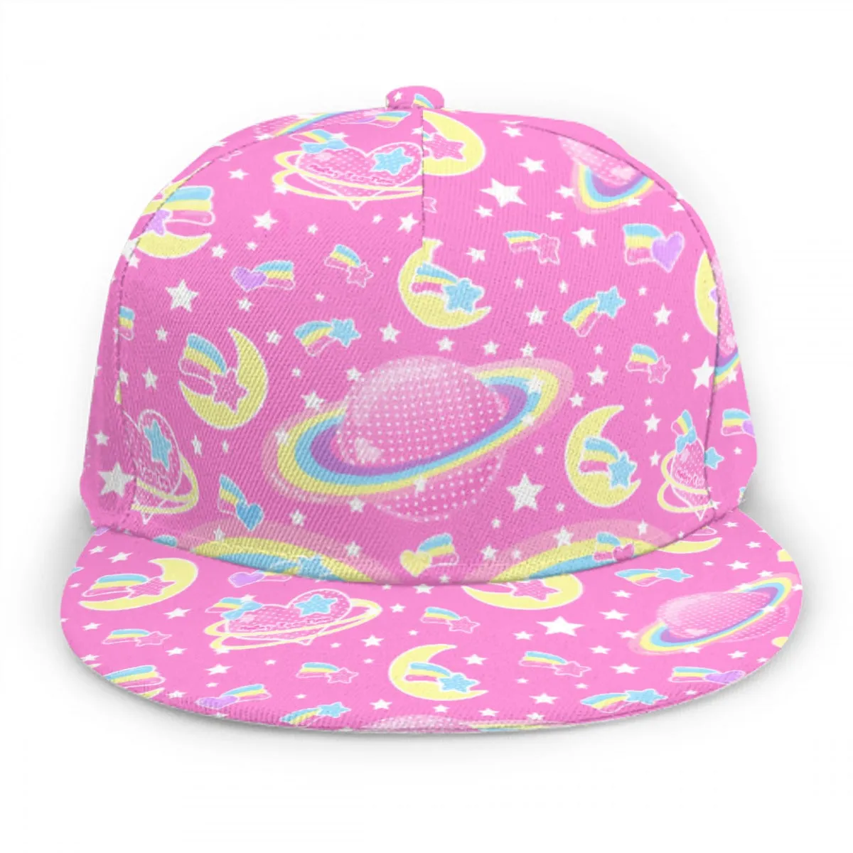 Saturn's Wish Pink Baseball Cap With Flat Brim