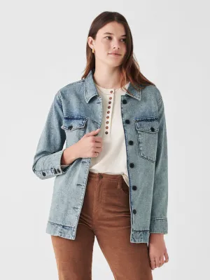 Savannah Denim Overshirt in Washed Indigo