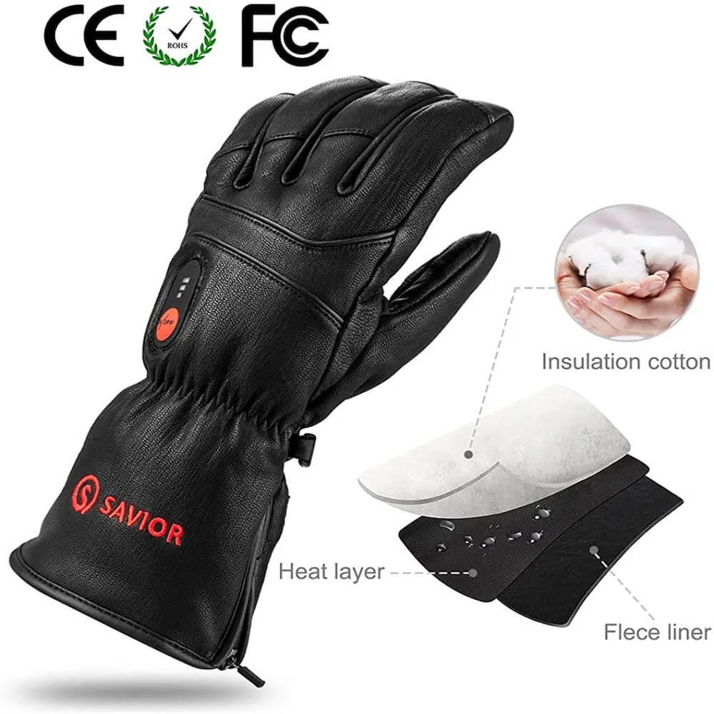 Savior Winter Heated Leather Gloves 7.4v