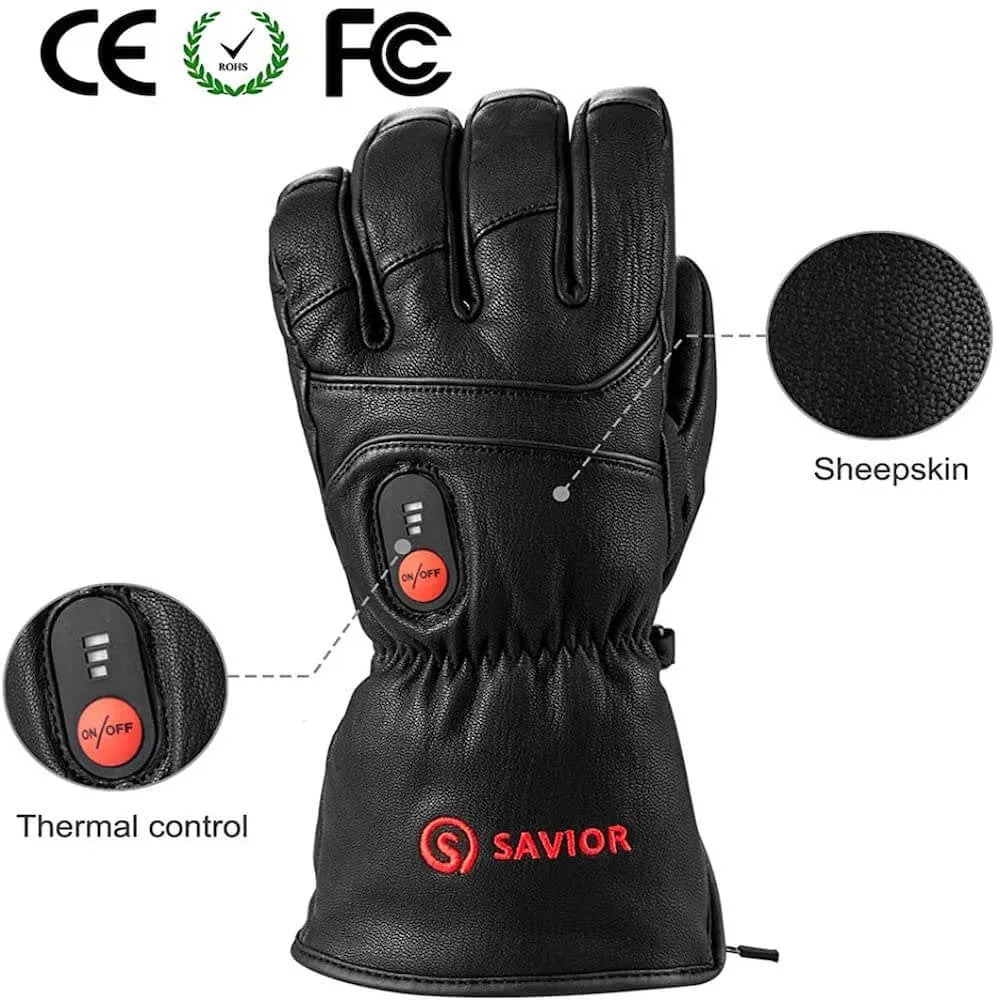 Savior Winter Heated Leather Gloves 7.4v