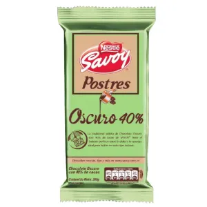 Savoy Postres Chocolate Oscuro 40% 200gr Box Of 4 Bars