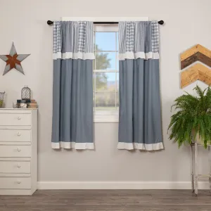 Sawyer Mill Blue Lined Short Panels with Attached Patchwork Valance 63"