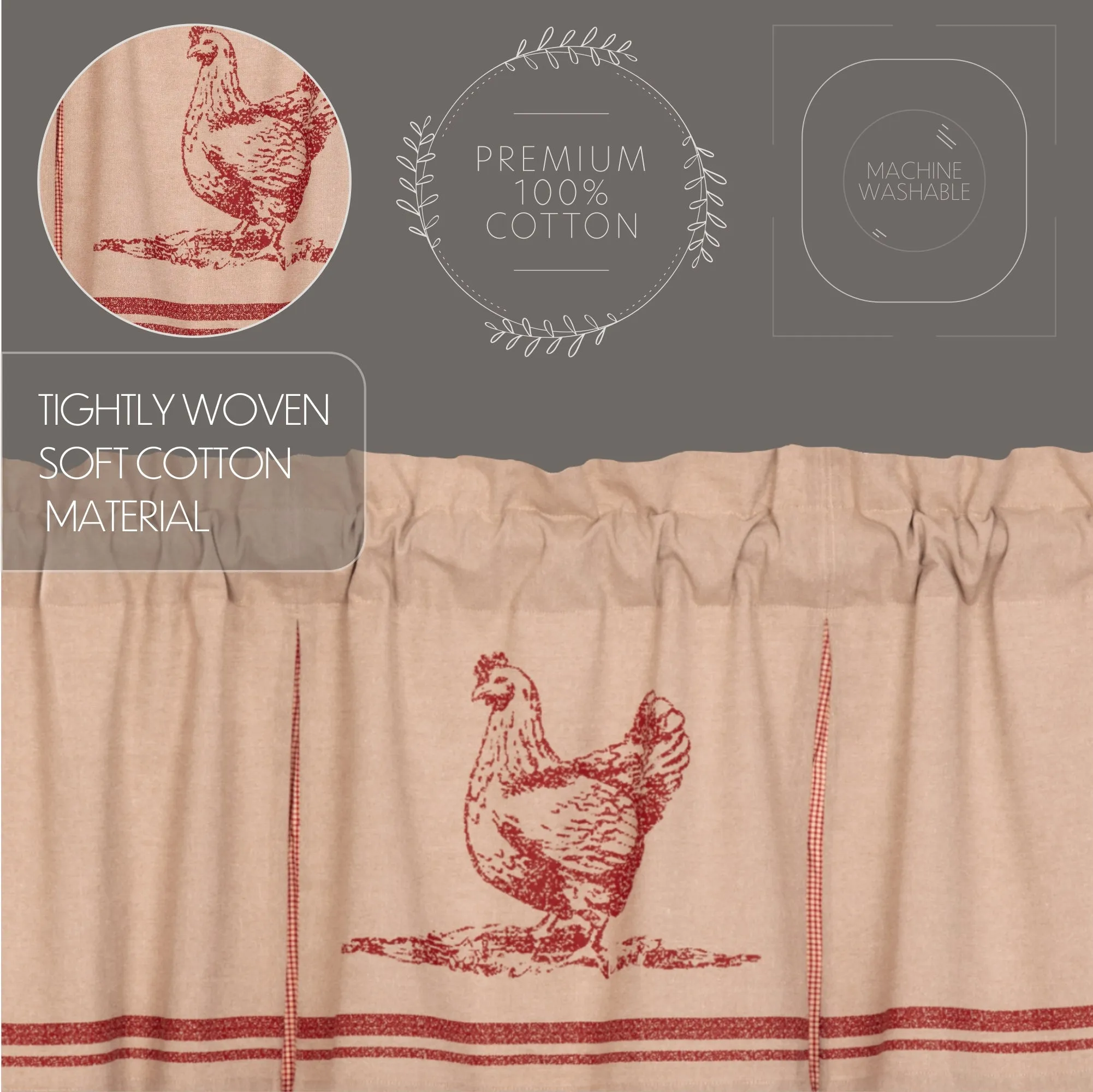 Sawyer Mill Chicken Valance Pleated