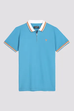 Saxony Blue Yarn Dyed Polo Shirt - A24 - MP0260R