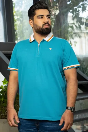 Saxony Blue Yarn Dyed Polo Shirt (Plus size) - A24 - MP0260P