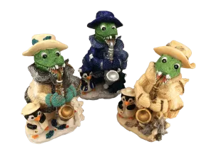 Saxophone & Sweater Gator Figurine - 3 Colors