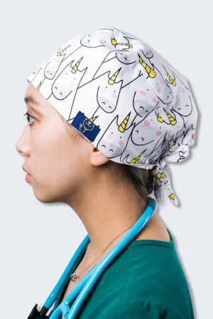 SC-03 Dr. Woof Unicorns Printed Scrub Hat with back-tie