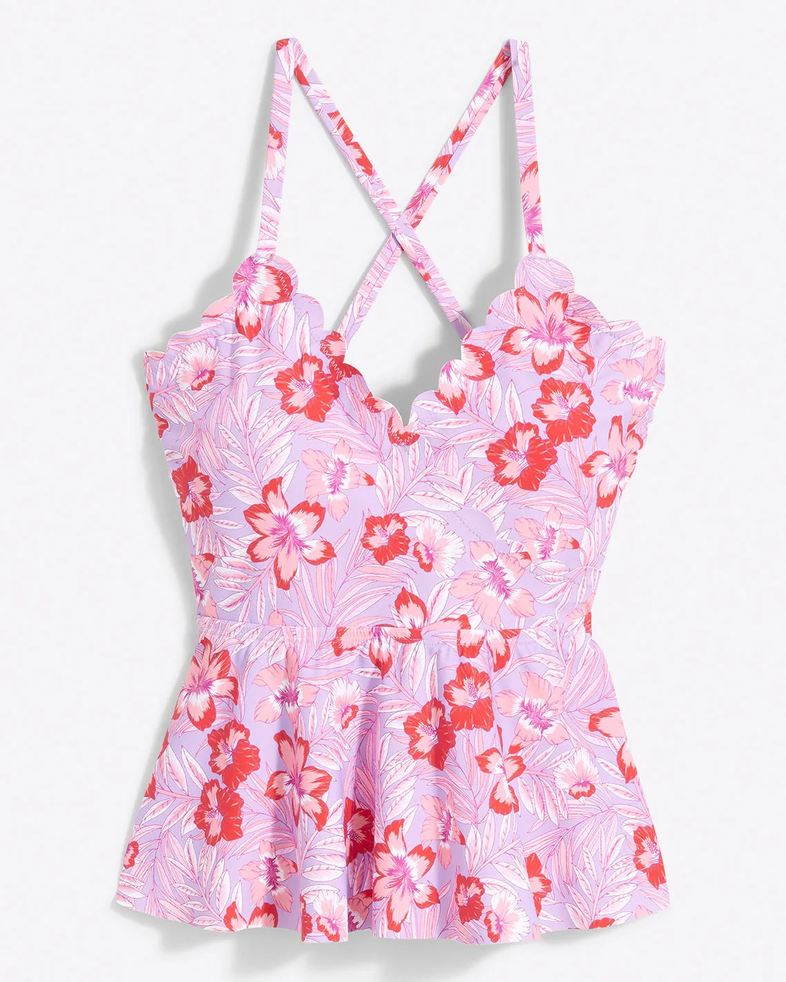 Scallop Peplum Tankini in Floral Scallop