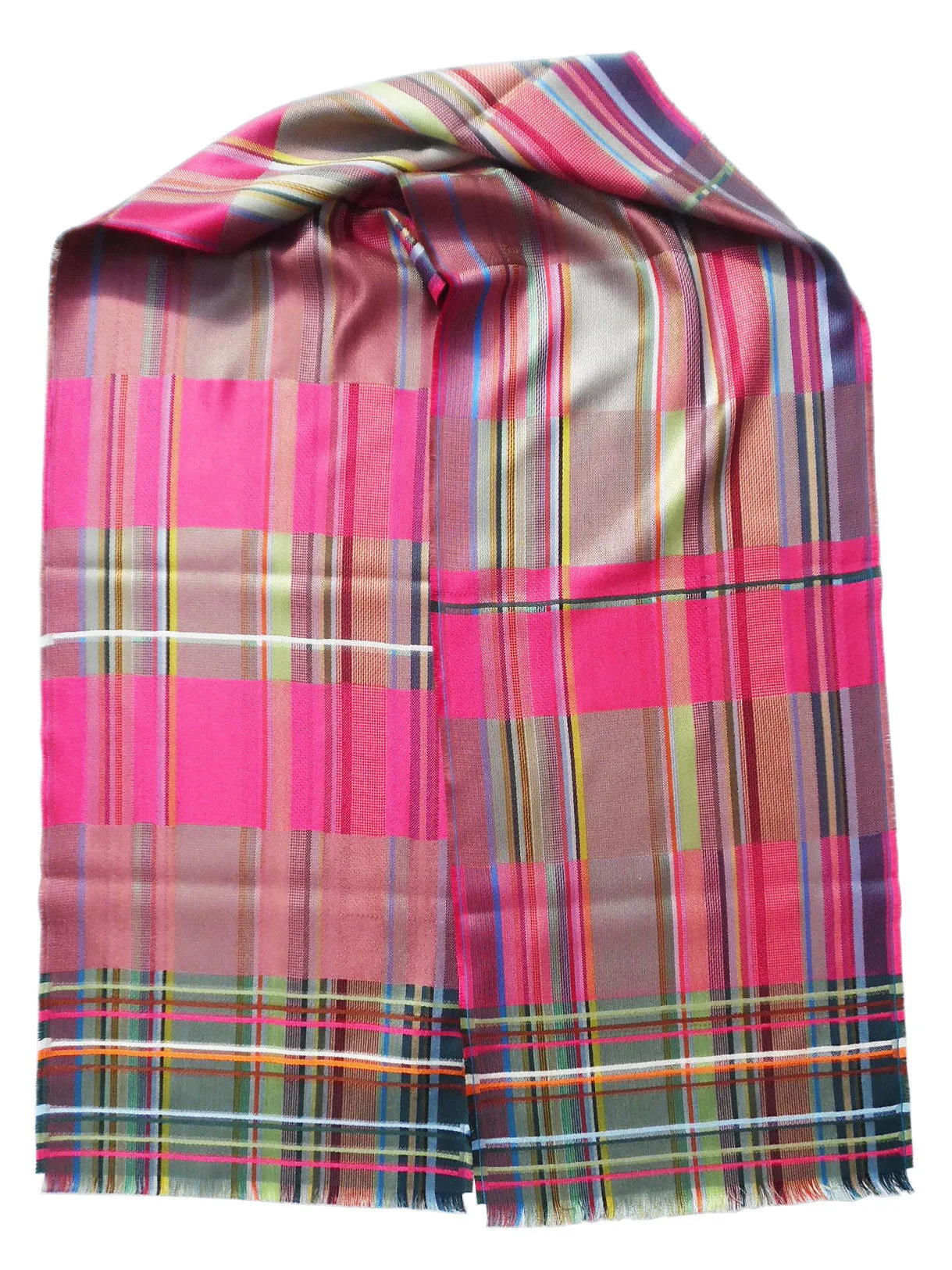 Scarf Silk Colorblock Pink Multi