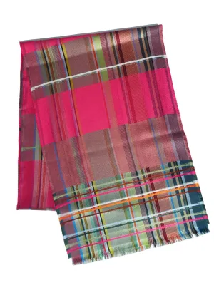 Scarf Silk Colorblock Pink Multi