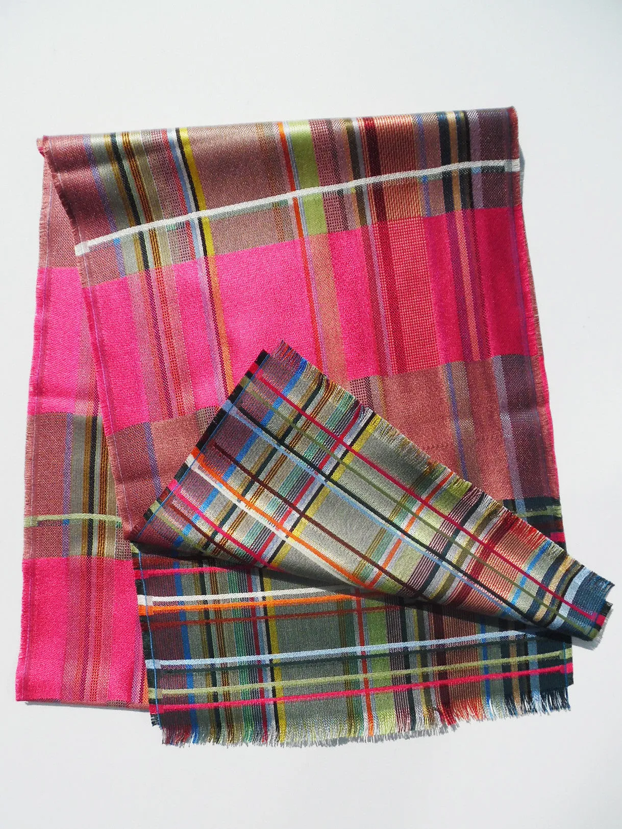 Scarf Silk Colorblock Pink Multi