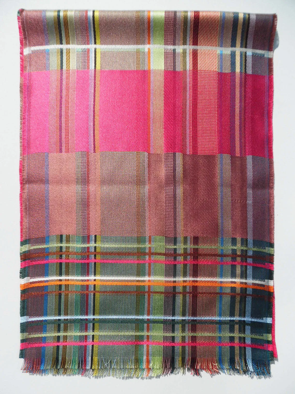 Scarf Silk Colorblock Pink Multi