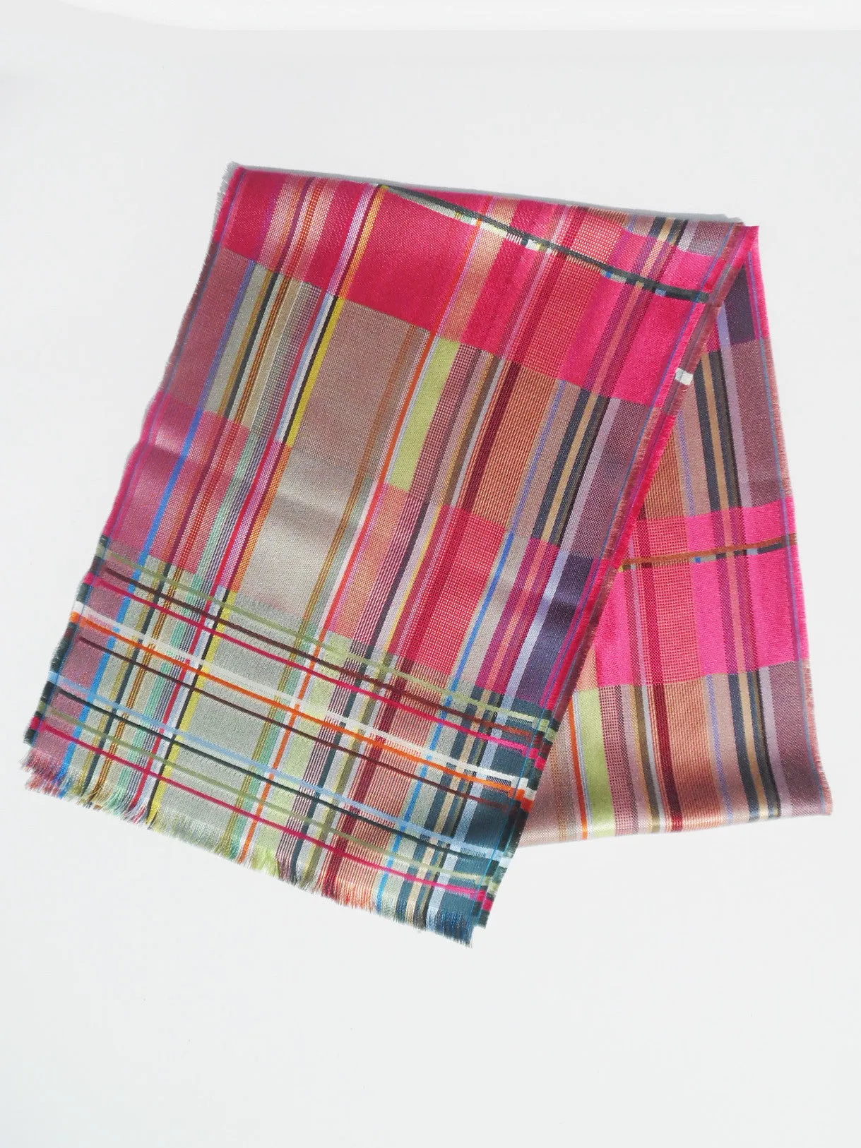 Scarf Silk Colorblock Pink Multi