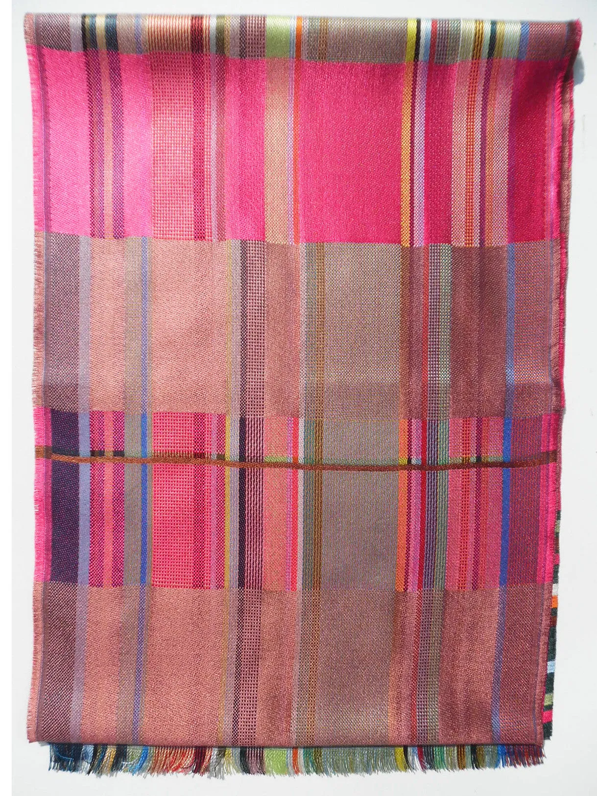 Scarf Silk Colorblock Pink Multi