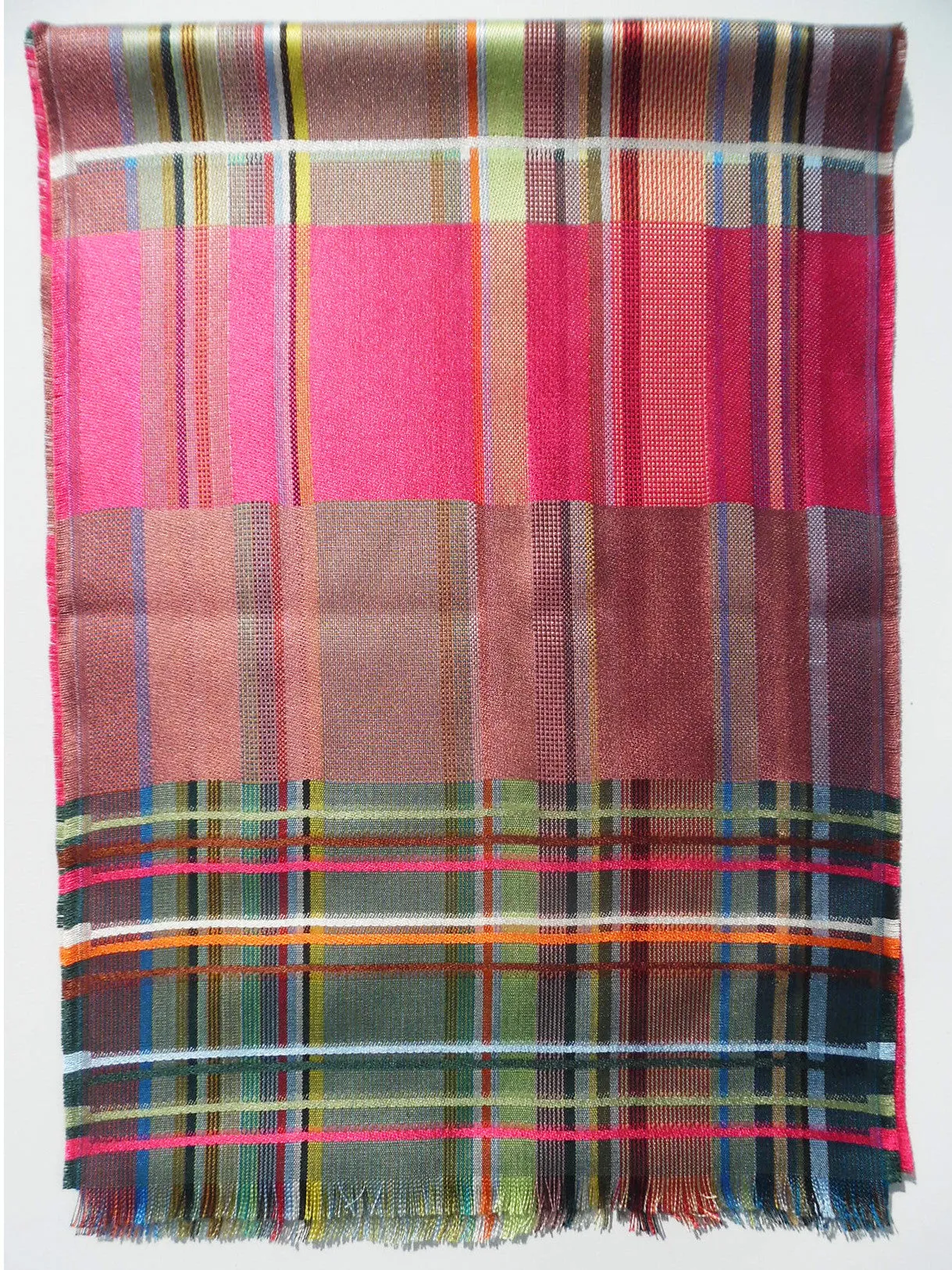 Scarf Silk Colorblock Pink Multi