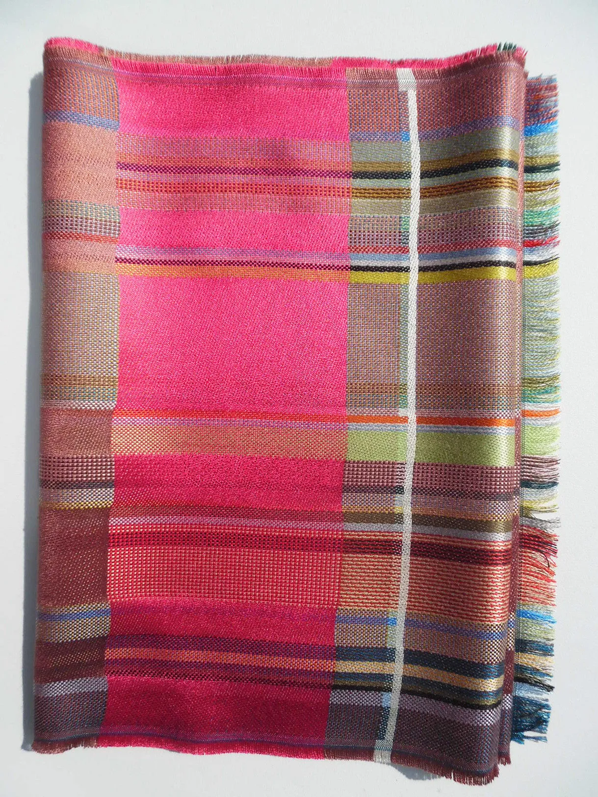 Scarf Silk Colorblock Pink Multi