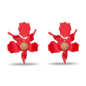 SCARLET CRYSTAL LILY EARRINGS