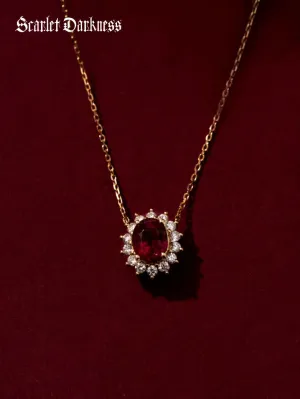 Scarlet Darkness Pomegranate Red Ruby Necklace