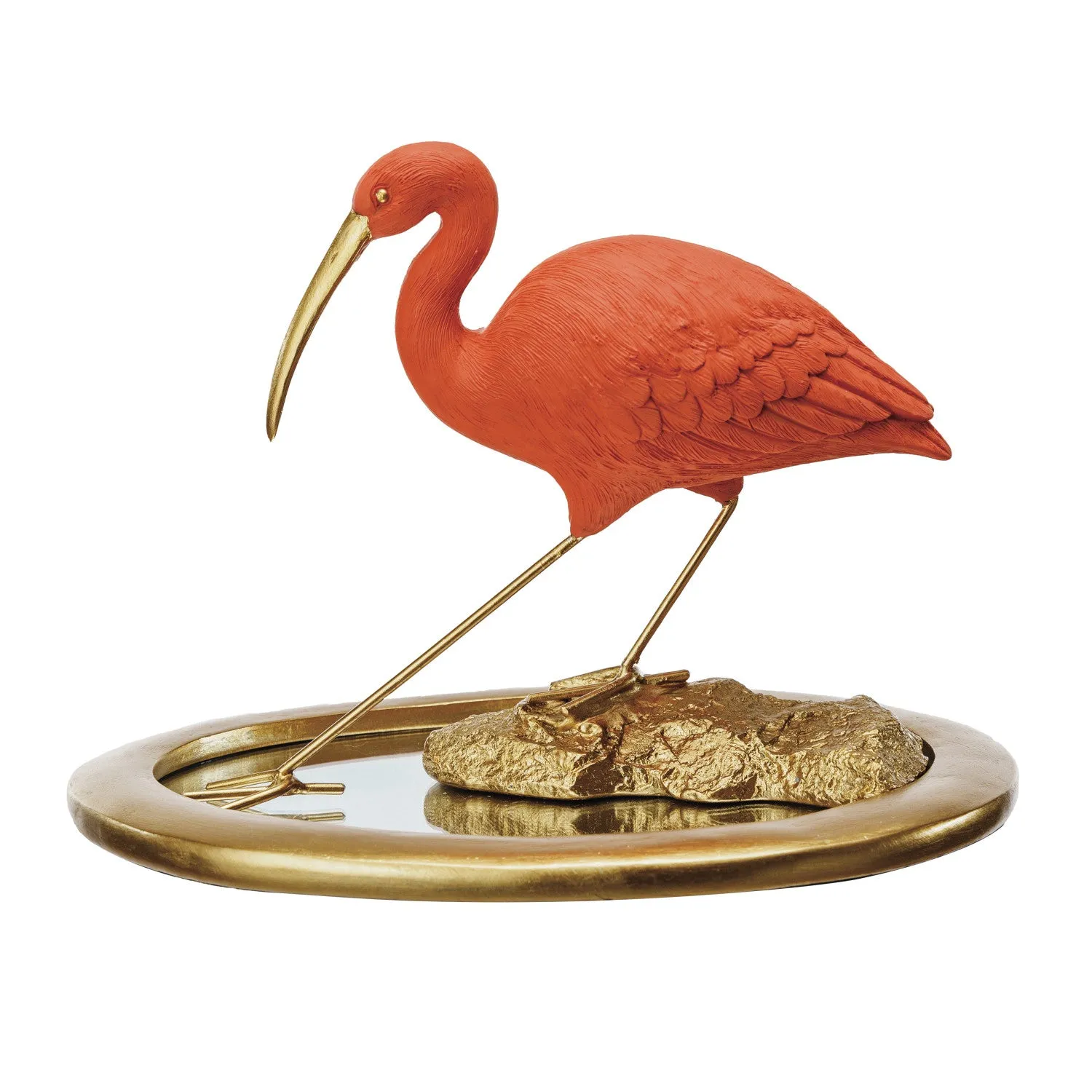 Scarlet Ibis on Mirrored Tray