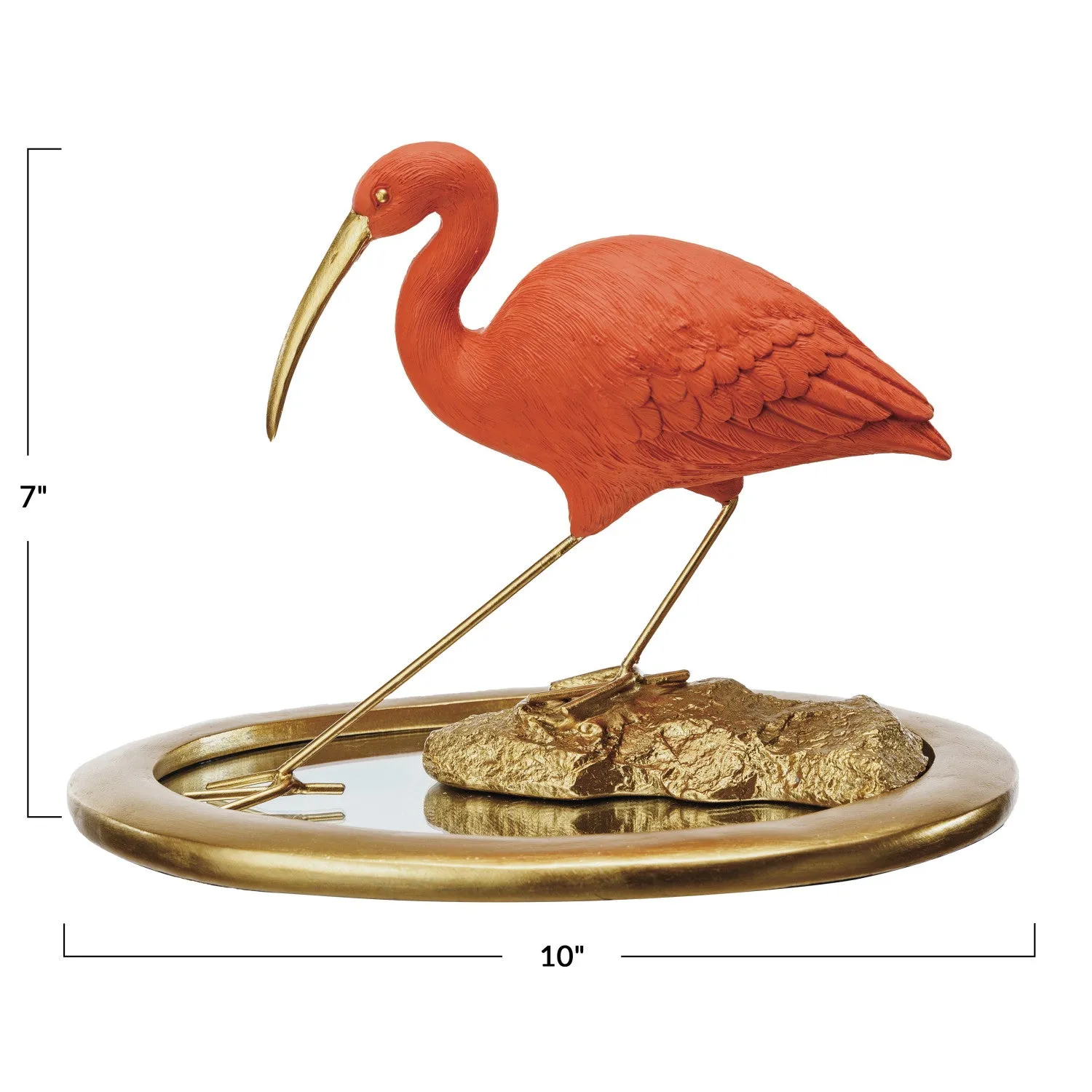 Scarlet Ibis on Mirrored Tray