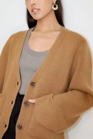 SCARLET oversized cashmere cardigan (Milktea)