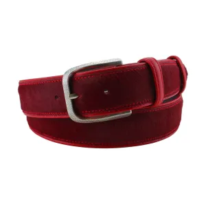 Scarlet Pony Hair Dimple Prong Belt