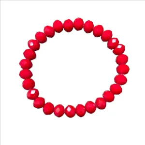 Scarlet Poppy Faceted Rondelle 8mm Bracelet