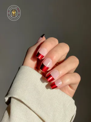 Scarlet Red French Tip Nails - Nail Wraps (Standard)