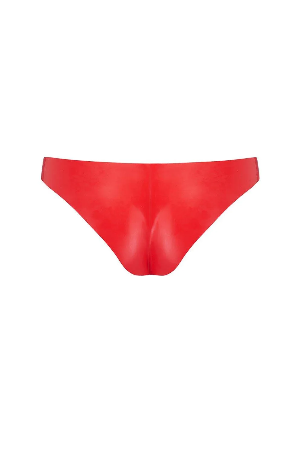 Scarlet Red Latex Cheeky Brief