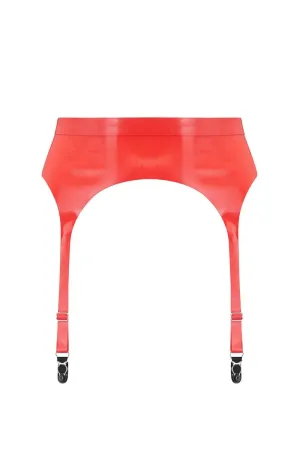 Scarlet Red Latex Garter Belt