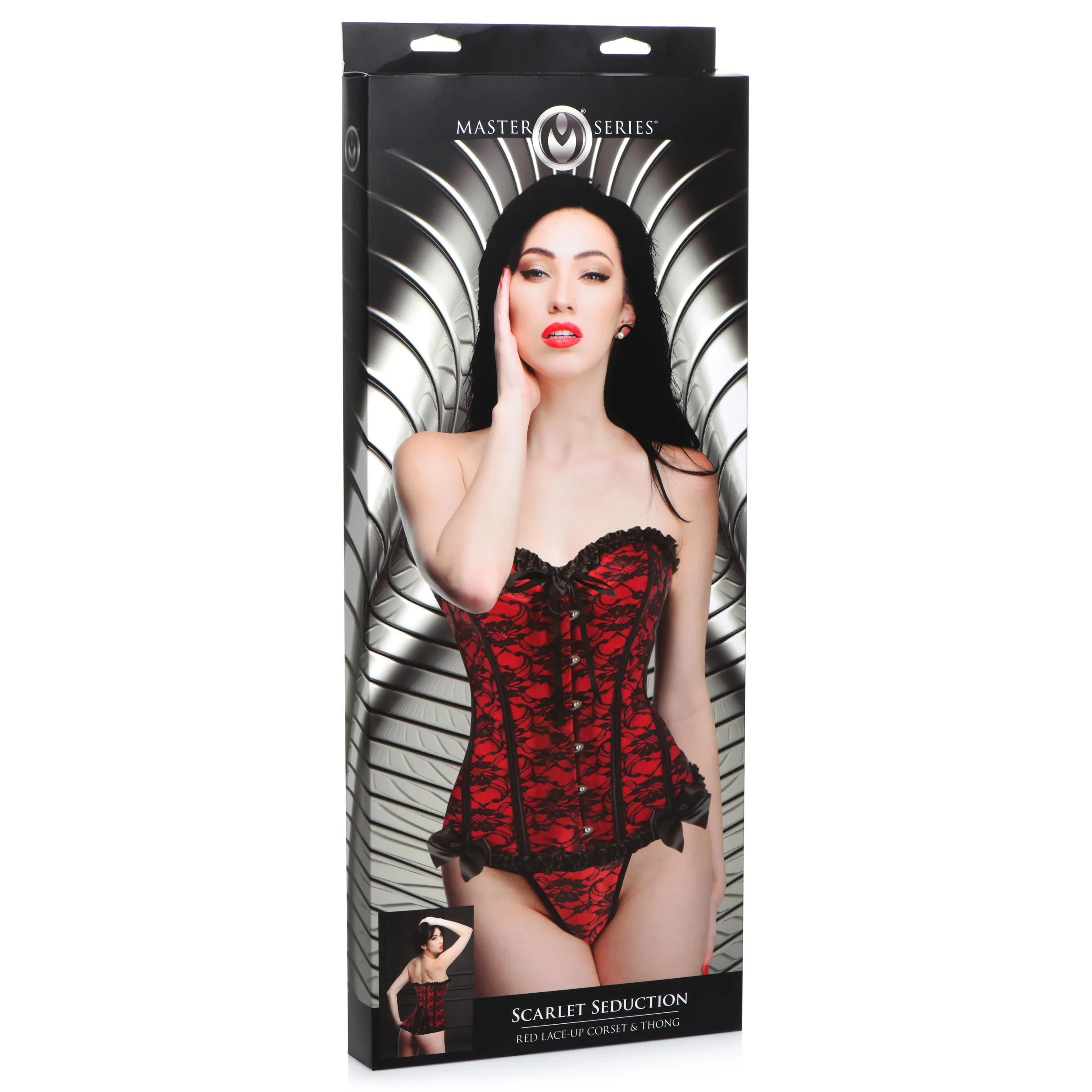 Scarlet Seduction Lace-up Corset And Thong -