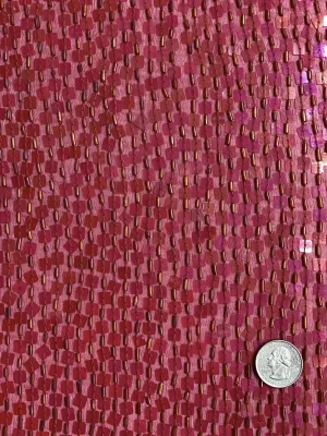 Scarlet Sequin & Beads On Silk Chiffon JEC-073-12 Fabric