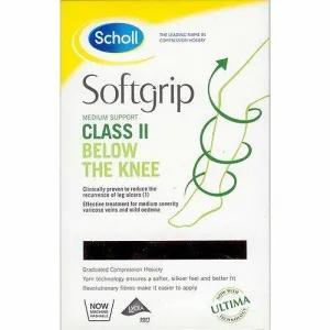 Scholl Softgrip Ultima Class 2 Below Knee Open Toe Stockings, Small, Natural