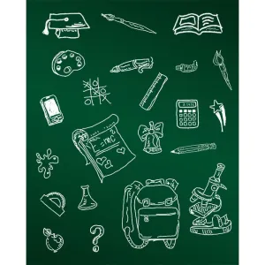 School Life Chalkboard Printed Backdrop