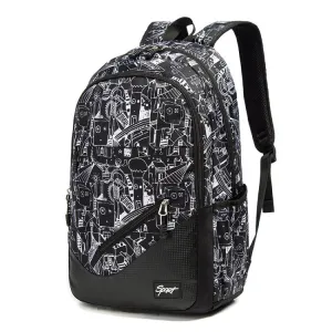 School Schoolbag Large Capacity Travel Backpack(528 Machine Black)