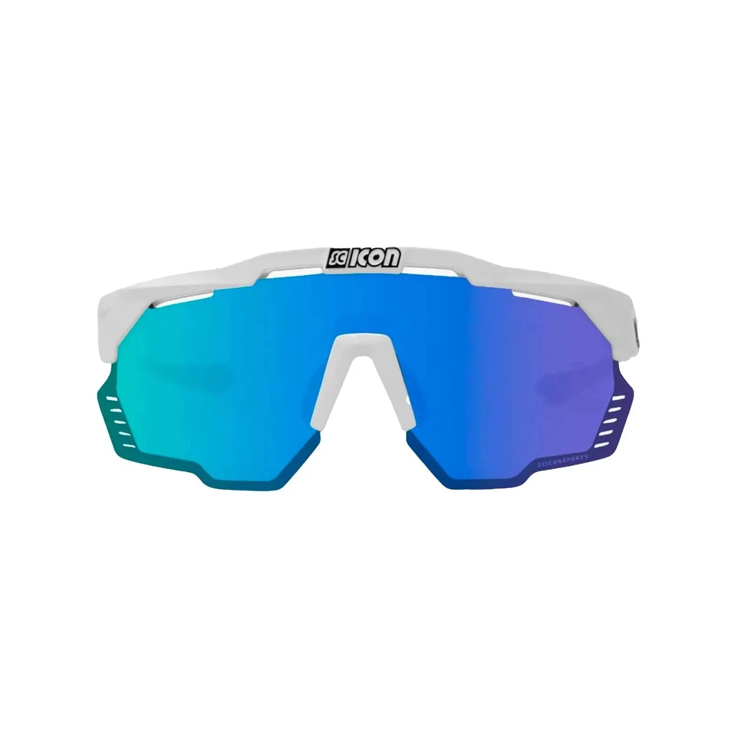 SCICON Aeroshade Kunken Monogram Eyewear - White Gloss/Multimirror Blue