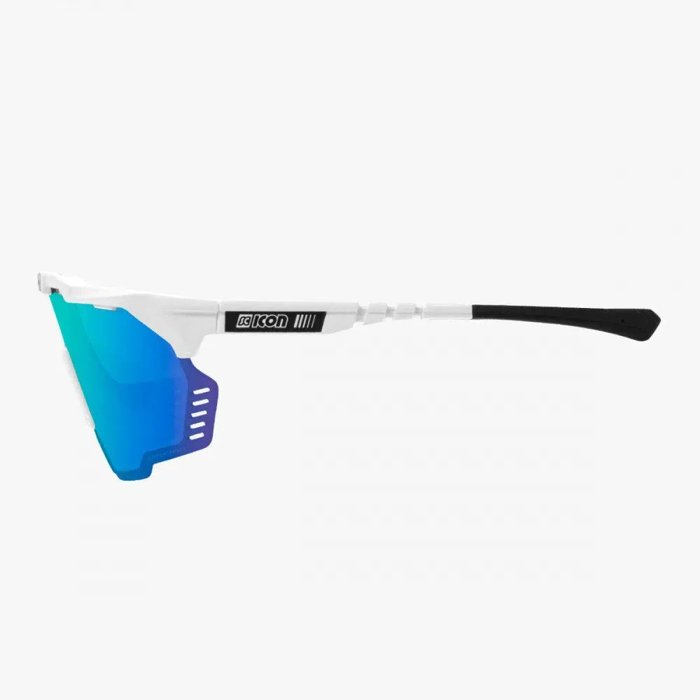 SCICON Aeroshade Kunken Monogram Eyewear - White Gloss/Multimirror Blue