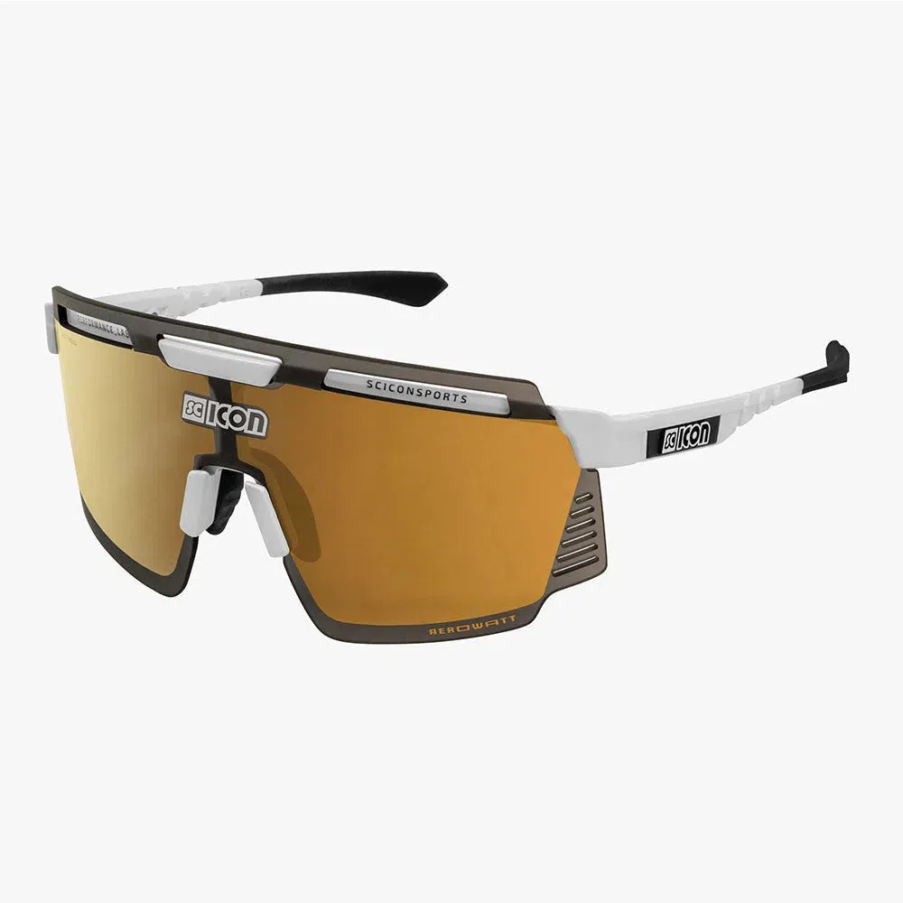 SCICON AEROWATT WHITE GLOSS Sunglasses - MULTIMIRROR BRONZE LENSES