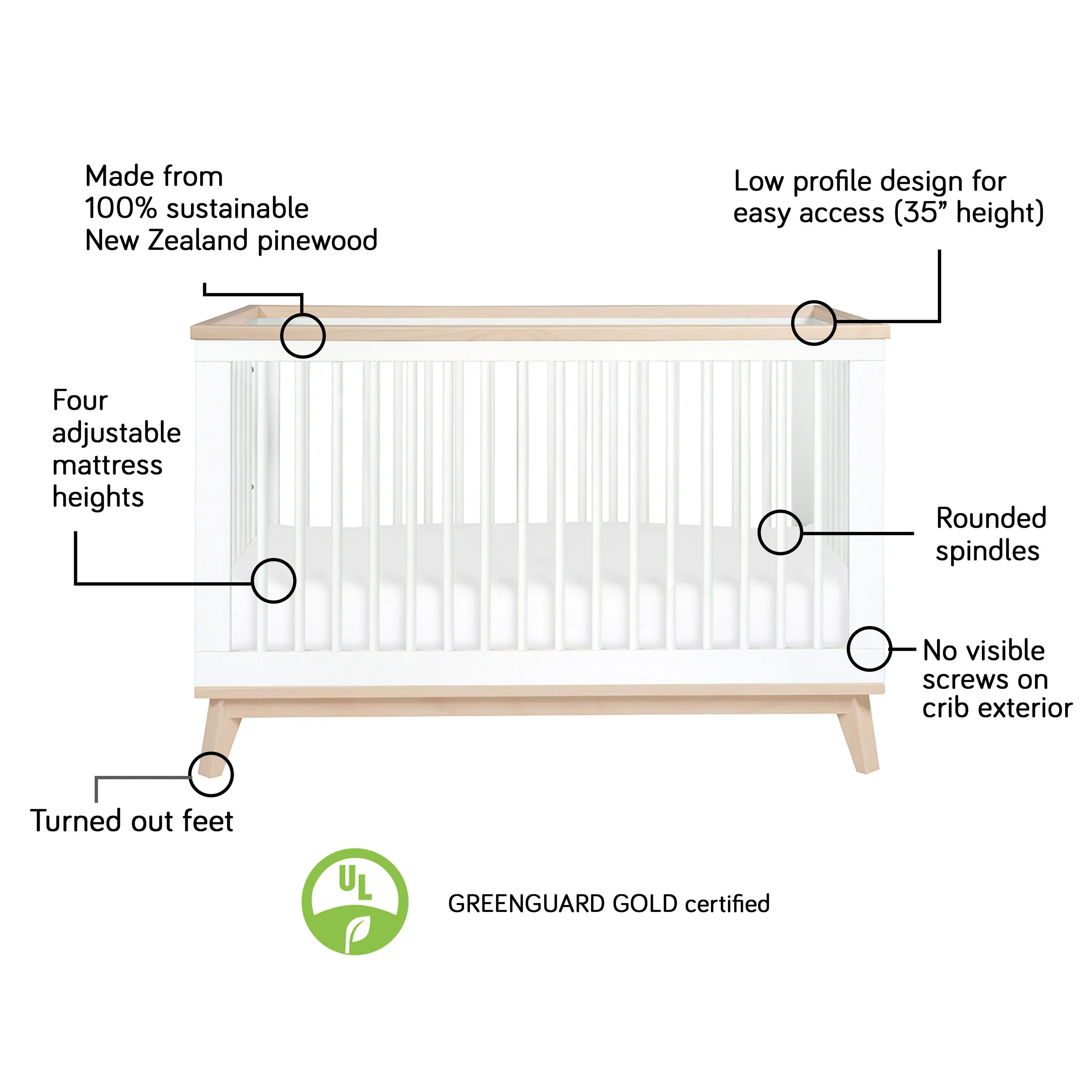 Scoot 3-in-1 Convertible Crib with Toddler Bed Conversion Kit