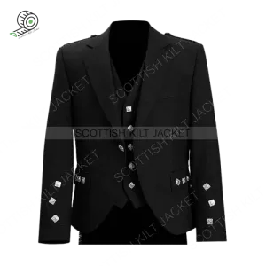 Scottish Argyll Jacket With Vest Prince Charlie style Cuffs